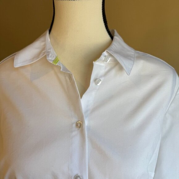Reitmans white crisp tailored long sleeved cuffed buttoned up blouse Size 9 - Picture 3 of 12